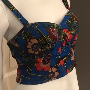 Blue Floral Crop Top